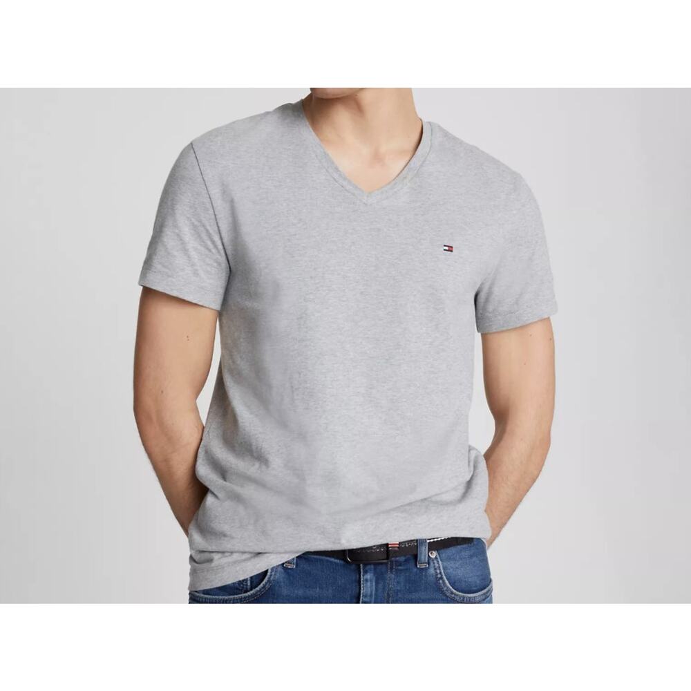 Tommy Hilfiger Men’s Gray V-Neck T-Shirt Slim Fit Size L New with Tags